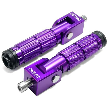 Universal Motorcycle Bicycle Folding Passenger Foot Pegs M8 Rearsets Rear Set Footrests Footpeg Foot Rest Peg Pedals For Bike Install Hole 8mm (A-ZDJT-012-Purple) - color: A-ZDJT-012-Purple