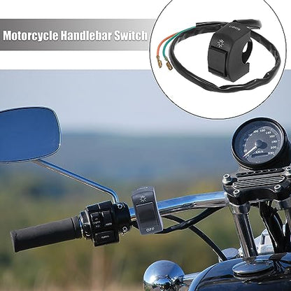 Motoforti DC 12V 7/8" 22mm Motorcycle Handlebar Switch Scooter Headlight Toggle Switch with on Off Push Button Black - color: Black
