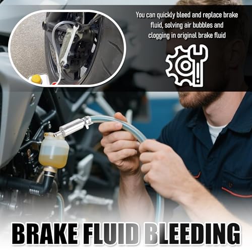 Brake Fluid Bleeder Kit for Motorcycle & Car Brakes System Bleeding | Brake Bleeder Kit Includes Brake Bleeder Hose One Way Check Valve,Screw,100ml Syringe,Hose,Adapters,Clamps