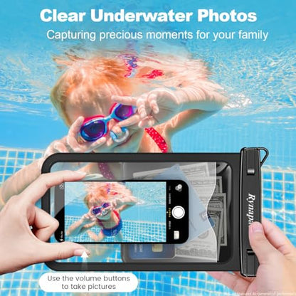 Rynapac Large Waterproof Phone Pouch [Up to 10"] - 2 Pack IPX8 Waterproof Phone Case for iPhone 17 16 15 Pro Max Galaxy S26 Ultra, Touchscreen & Underwater Photography, Beach Cruise Essentials 2026 - color: [Mint + Pink] Large Waterproof Phone Pouch, size