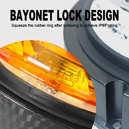 Agrieyes Beacon LED Strobe Lights with Replaceable Lens, Emergency Warning Essential, Amber Flashing Light for Vehicles, Trucks, Tractor, Postal Car - size: Screw