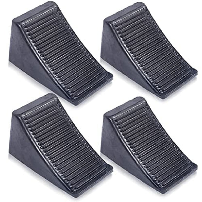 Fasmov 4 Pack Solid Rubber Heavy Duty Wheel Chock, Premium Chock for Car, Travel Trailers, RV, Truck, and ATV - size: 4 Pack