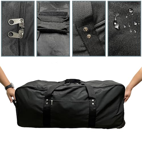 36" Huge Bag with Wheels Extra Large Foldable Duffel Bag Collapsible Rolling Travel Bag Heavy-Duty Cargo Duffle for Travel, Camping & Moving, Water-Resistant 600D Oxford, Black - style: 36in