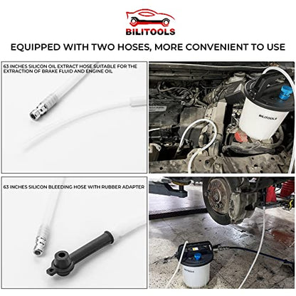 BILITOOLS 3L Universal Brake Bleeder Kit, Vacuum Brake Fluid Bleeding Tool | Pneumatic One Person Air Compressor Brake System Clutch Fluid Extractor Kit with 1L Refilling Bottle, Clean & Efficient