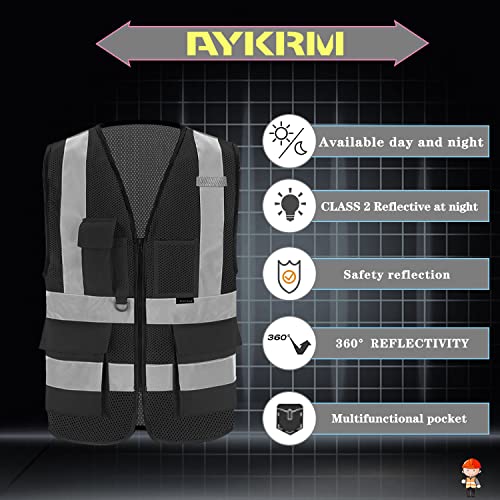 A-SAFETY XSmall Black safety vest xs (Black Mesh XS) - color: Black Mesh, size: X-Small