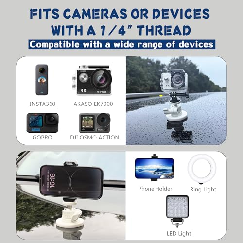 ULIBERMAGNET White Magnetic Camera Mount, Strong Magnetic Mount with 360° Rotation Ball Head, Security Camera Holder with 1/4 inch Thread for GoPro,DJI OSMO Action - style: White 2.59INCH Magnetic Camera Mounts