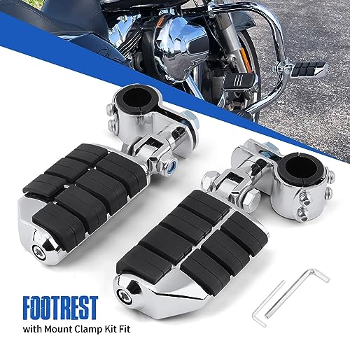 Motorcycle Highway Footrest, Highway Foot Pegs Fit for Harley Touring Yamaha Honda Suzuki Kawasaki 25mm 32mm 34mm Engine Guard (Silver) - color: Silver