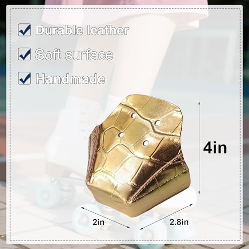 100% Real Cowhide | Toe Cap Guard Protectors | Roller Skate Derby Speed 1 Pair(Golden) - color: Golden