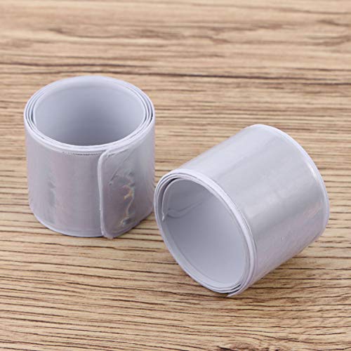 LIOOBO 10pcs Reflective Bands Wrist Arm Ankle Leg Safety Reflective Running Gear for Men Women Night Running Cycling Bicycle Silver