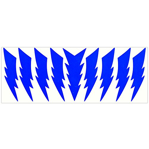 LiteMark Reflective Lightning Bolt Sticker, Bike, Helmet, Blue, 4 Inch - Pack of 9 Pcs - color: Blue