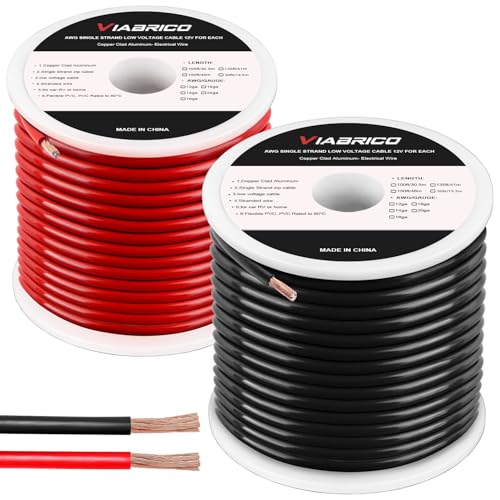 VIABRICO 16 Gauge Wire 200FT, 16 AWG Auto 100ft Each Spool, 2 Colors Copper Clad Aluminium Low Voltage Electrical Wire 16 Gauge, Hookup Wire Kit for Breadboard/Automotive/DIY/Battery - size: 16AWG-200FT