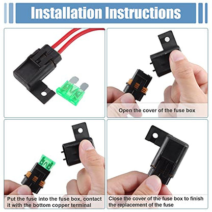 X AUTOHAUX 2 Set Inline Fuse Holder Waterproof Blade Style ATO/ATC Holder 30A 12A Gauge Wiring Harness with Cover for Automotive Marine