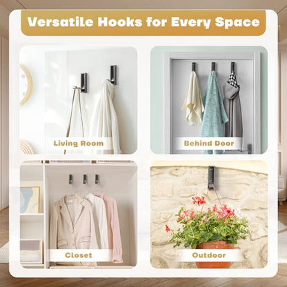 Folding Wall Hook, 4Pcs Foldable Coat Hooks Mounted, Heavy Duty Zinc Alloy No Rust Fold Up Hooks for Hanging Coat, Towel, Key, Hat, Bag, Jacket, Backpack (Gray) - color: Gray, size: 4