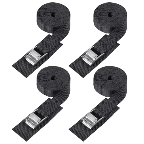 Ayaport Lashing Straps with Stainless Steel Buckles Adjustable Cam Buckle Tie Down Cinch Strap for Packing Black - color: Black-Stainless, size: 1'' x 8'