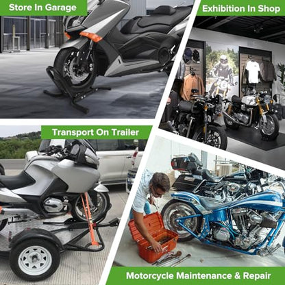 Motorcycle Front Tire Chock, 1500 lbs Heavy Duty Wheel Stand, Black Motorbike Front Chock for 17"-21" Wheels, High-Grade Steel Trailer Stand - size: 1500lbs for 17"-21" Wheels