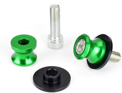 Goldfire 2pcs 8MM M8 X1.5 Motorcycle Swing arm Sliders Spools CNC Swing Arm Stand Screw for Kawasaki Z650 Z800 Z900 Z1000 Accessories(Green) - color: Green