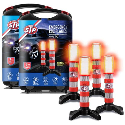XTREME STP LED Road Flares, Emergency Road Flares for Vehicles, Car Flares with 3 Alert Modes, Magnetic Base, Foldable Stand, Emergency Roadside Lights, Visible Up to 1 Mile, White Flashlight - size: 4 Pack