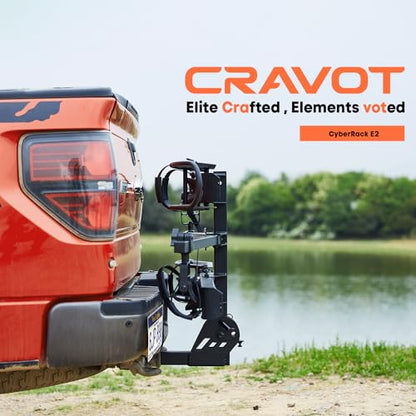 CRAVOT CyberRack E2 Hitch 2 EBike Rack with Ramp, 200 lbs Capacity Electric Bike Carrier Foldable Platform Mount, Up to 5-inch Fat Tire Bicycle for 2'' Receiver Cars Trucks SUVs Minivans RV, Trailer - size: E2 200lbs