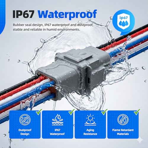 8 Pin Deutsch Connector, Hoodutric 16AWG Gray Male Female Wiring Harness DT Pigtail 8 Wire Waterproof Connector with Heat Shrink Tubing Electrical Tape for Car Truck Motorcycle Boat-2 Kit - style: 8Pin Gray 2 Set