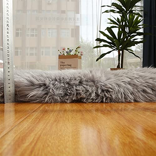 Real Genuine Sheepskin Rug Natural Fur Rug Sheep Skin Rugs Grey Full Sheepskin Rugs Authentic Sheep Skin Throw Lambskin Seat Covers for Chairs Wool Seat Pad Cushion Gray (2.3X3.28 ft) - color: 8