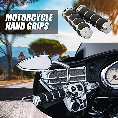 INNOGLOW Motorcycle Handlebar Grips 1 Pairs Hand Grips - color: Chrome Black-A