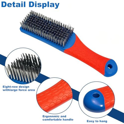 Professional Stainless Steel Wire Brush Set - Heavy Duty Rust & Paint Removal Tool for Grill Cleaning, Metal Surface Preparation with Ergonomic Handle (2Pack)
