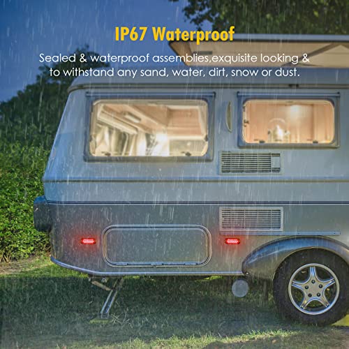 Partsam 2Pcs 4.4" Red 24 LED Trailer Side Marker Clearance Light, Aluminum Housing Stop/Brake/Turn Signal/Tail Lights for Trailer Truck Pickup RV Camper Van Bus, IP67 Waterproof, Surface Mount - color: Red