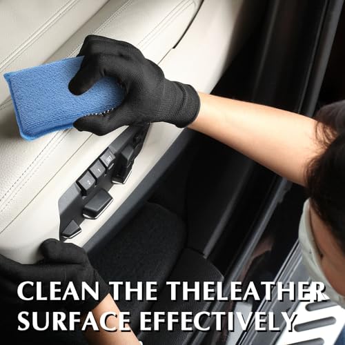 Mudder 8 Pcs Car Interior Scrubbing Sponge 5'' x 3'' Fiber Car Wax Applicator pad Household Cleaning Sponges for Leather Seat Couch Cleaning (Blue White) - color: Blue White