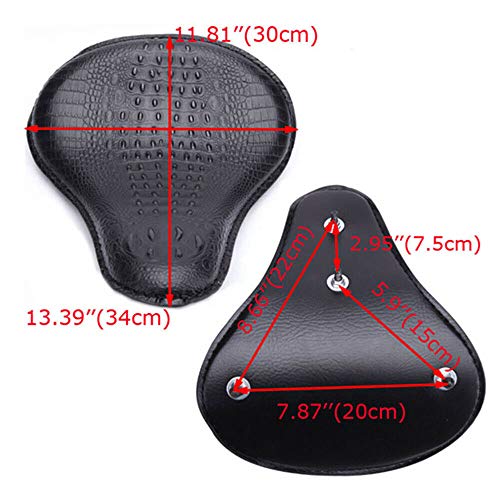 13" Black Crocodile Skin Motorcycle Leather Driver Seat Cushion for Harley Davidson Sportster Chopper Bobber (Black-Crocodile) - color: Black-Crocodile