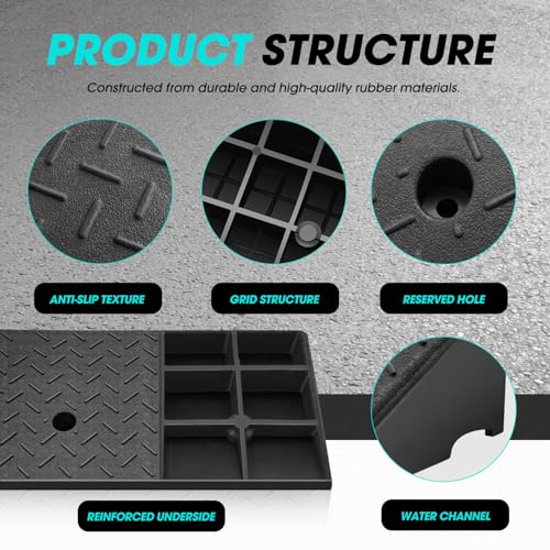 DNA Motoring 2pcs 5.3" Rise Rubber Curb Ramp Heavy Duty Loading Driveway Ramp Threshold Ramp 19.5" W x 13.6" D x 5.3" H for Loading Dock, Warehouse, Motorcycles, Cars, TOOLS-00646 - style: 5.3 in 2pcs
