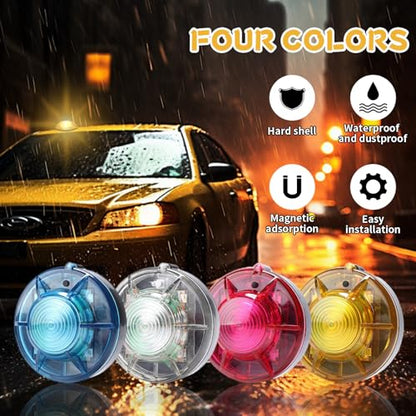 Tumecos Emergency Flare Alert Warning Signal Caution Light LED Beacon Pro with Magnetic Base for Vehicle (Red 4) - color: Red 4
