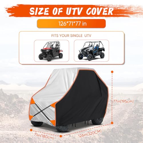 NEVERLAND UTV Cover 2 Seater Waterproof - Upgrade Windproof Design for Side By Side Cover Compatible with RZR Polaris Ranger Yamaha Rhino Can-Am Commander Defender Honda Pioneer (126" x 71" x 77") - size: 126 x 71 x 77 inch