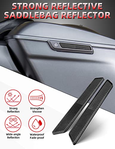 Amazicha Black Reflectors Hard Saddle Bag Latch Cover Reflectors Compatible for Harley Touring Street Glide Electra Glide Road Glide Road King 2014-2024 - color: Black