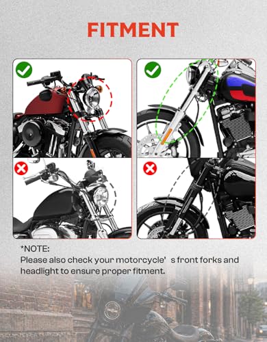 TCMT Motorcycle Headlight Quarter Fairing with Windshield and Bracket Mount Kit Fit for Harley 2020-2024 Softail Standard 2018-2020 Low Rider 2018-2020 Street Bob Vivid Black - color: Headlight Fairing&Bracket