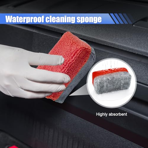 12PCS Ceramic Coating Applicator Sponge, Microfiber Rectangular Auto Polishing Cleaning Pads, Universal Automotive Detailing Sponge for Car Wax, Paint, Sealant Application (Red) - color: Red