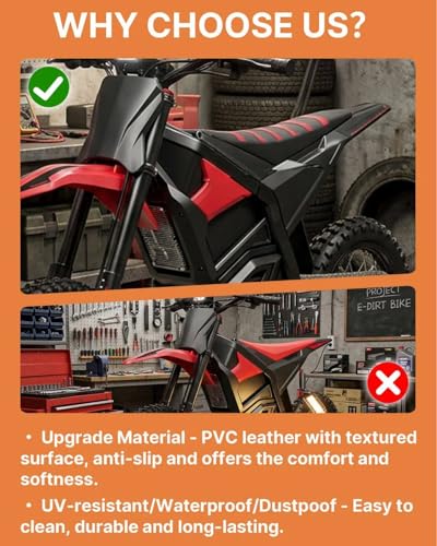 Ebike Seat Cover for Yozma in 10 Electric Dirt Bike, Anti-Slip and Waterproof, Thickened Seat Cover for Yozma in 10 Electric Motorcycle, Ebike Upgraded Replacement Part, Red - color: Red