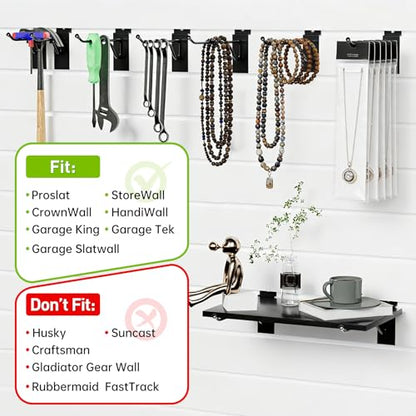 50 Pack 8 Inch Slatwall Hooks, Heavy Duty Slat Wall Hanger, Slat Wall Hanging Hook, Slatwall Accessories Display Hooks for Garage, Sheds, Retail Store, Kitchen, Craft Room (50, 8 Inch) - size: 8 Inch