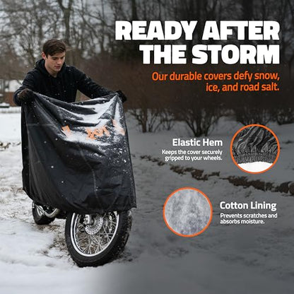 Mockins 91"x49"x39" Large Motorcycle Cover Heavy Duty Dual-Layer Fit | Motorcycle Cover Waterproof Outdoor 250G PVC + Soft HD Cotton For Midsize Cruisers, Sport-Touring & Retro Models Up to 91" - size: Motorcycle - Large - 91"x49"x39"