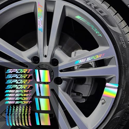 Pincuttee Car Decals,Sport Logo Reflective Wheel Rim Sticker,Car Rear Bumper Stickers,Fit for All Vehicles,Auto Exterior Accessories(Multi-Color,20PCS) - color: Multicolor