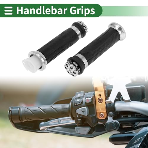 7/8" 22mm 15/16" 24mm Motorcycle Hand Grips Cover Kit Non Slip Rubber Handlebar End Grips for Motorcycle Scooter Bicycle ATV Silver Tone - color: Silver Tone