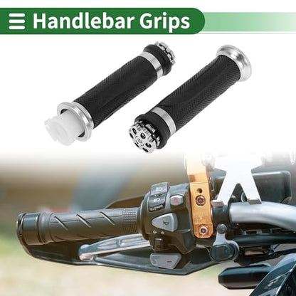 7/8" 22mm 15/16" 24mm Motorcycle Hand Grips Cover Kit Non Slip Rubber Handlebar End Grips for Motorcycle Scooter Bicycle ATV Silver Tone - color: Silver Tone