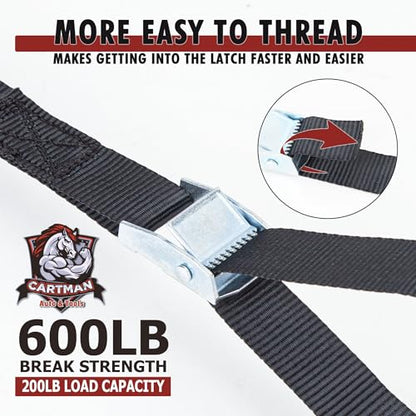 Cartman 1" x 12' Lashing Straps Cargo Tie-Down Strap Up to 600lbs, 6pk in Carry Bag, Black - color: Black, size: 6 PK