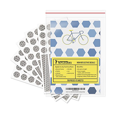 ReflecToes 330 Reflective Stickers Oval 5 Pack - Bicycle Frame, Helmet, Stroller, Scooter, Pedals - 5 Pack - 3.5 x 5.5 inches Per Sheet - 150 Bright Retro Reflective Stickers 330 Candle Power - style: Oval 330