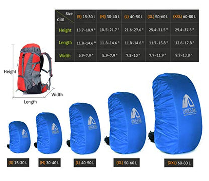 Unigear Backpack Rain Cover Waterproof Rating 5000mm Ultraportable and Durable with 2 Anti-Slip Buckle Strap, Integrated Carry Pouch Design (Blue, Meidum) - color: Blue, size: Medium