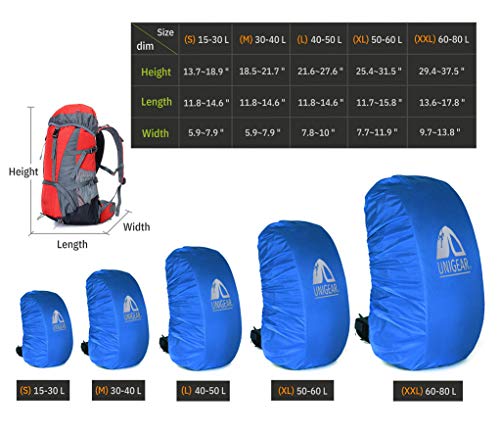 Unigear Backpack Rain Cover Waterproof Rating 5000mm Ultraportable and Durable with 2 Anti-Slip Buckle Strap, Integrated Carry Pouch Design (Blue, Large) - color: Blue, size: Large