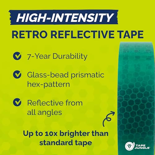 High Intensity Retro Reflective Tape (HXREF) [4 Rolls] 1" (25mm) x 10 yds Green - color: Green, size: 1"(25mm) [4 rolls]