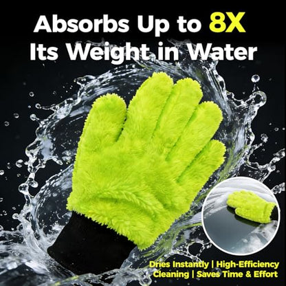 XINDELL 2 Pack Car Wash Glove - Ultra-Soft Plush Fluffy Bear Paw Foam Wash, Scratch-Free Five-Finger Brush, Thickened Car Cleaning Mitt