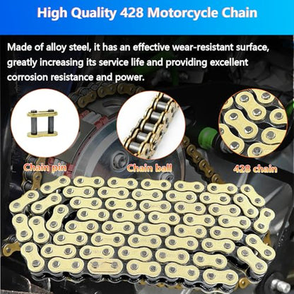 428 Motorcycle Chain 118 Links with Connecting Master Links and Chain Breaker Fit for CG125 YBR125 GS125 and More 100cc to 250cc Bikes Dirt Bike Go Kart - size: 118 Links