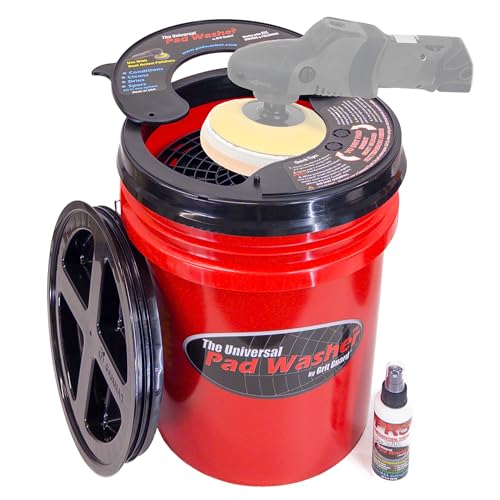GRIT GUARD Universal Pad Washer Kit - Polishing Pad Cleaner Compatible with Dual Action Rotary and Orbital Polisher Foam, Wool, Microfiber, Felt Disc - Made in the USA