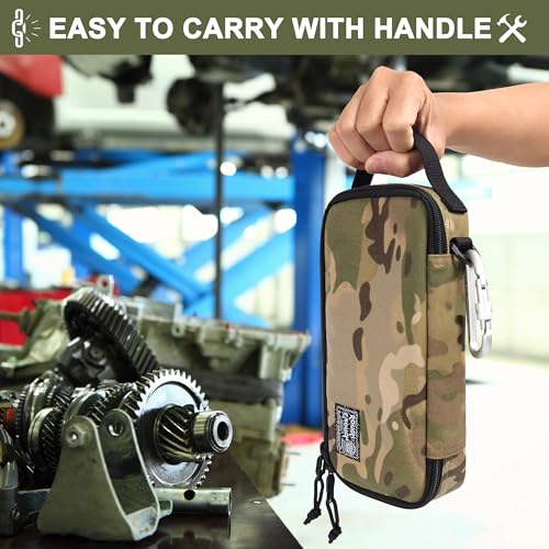 Rough Enough Small Tool Bag - 9" Padded Tool Pouch for Electricians, Motorcycle Repair, Camping - Compact Heavy Duty Water-Resistant EDC Organizer, Camo
